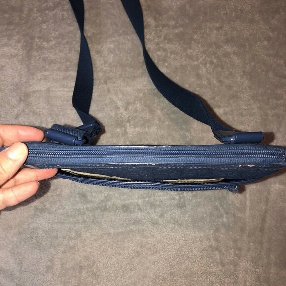 MICHAEL KORS Dark Blue Neoprene Embossed Logo Cross Body Bag Adjustable Strap - Picture 11 of 13
